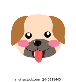 adorable bull dog emoticon isolated on white background