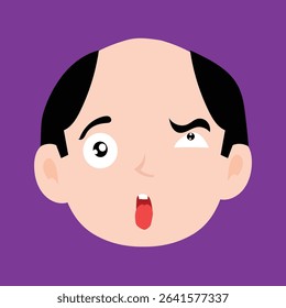 Adorable bully face, sad face, not interest expressions face of bald men cartoon illustrations. 