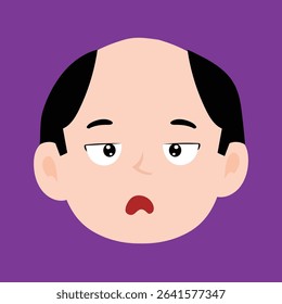 Adorable bully face, sad face, not interest expressions face of bald men cartoon illustrations. 