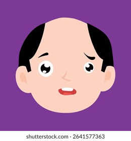 Adorable bully face, sad face, not interest expressions face of bald men cartoon illustrations. 