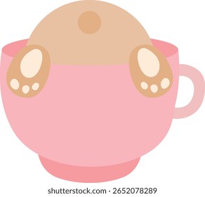 Adorável Bunny Butt Espiando fora de uma xícara de chá rosa
