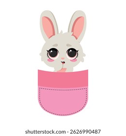 Adorable bunny in a pocket