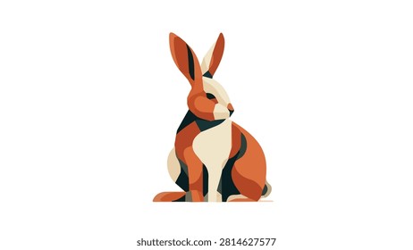 Adorable bunny rabbit illustration featuring brown and white fur with large ears, suitable for holiday, spring, or nature themes.