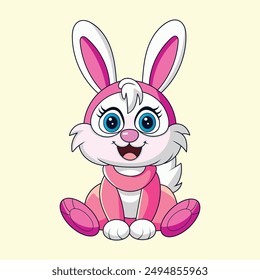 Adorable Bunny Sitting Quietly in a Cute and Peaceful Illustration