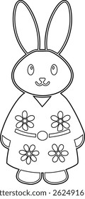 Adorable Bunny Wearing Japanese Kimono – Printable Coloring Page for Kids