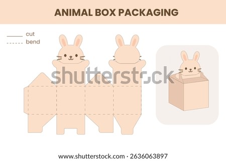 Adorable bunny-shaped box packaging template for kids. Easy to cut, fold, and assemble perfect for gifts, crafts, and party favors.