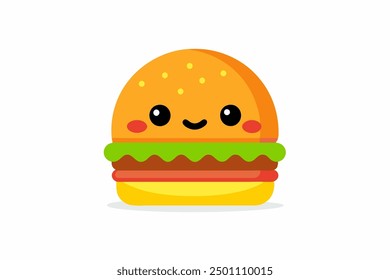 Adorable Burger Cartoon Vector Icon  Flat Style Illustration  Cute Animal Clipart