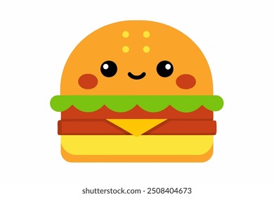 Adorable Burger Cartoon Vector Icon  Flat Style Illustration  Cute Animal Clipart