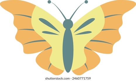 Adorable Butterfly with Cute Cartoon Design. Isolated Vector Illustration.