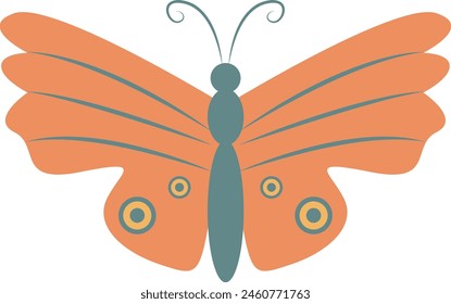 Adorable Butterfly with Cute Cartoon Design. Isolated Vector Illustration.