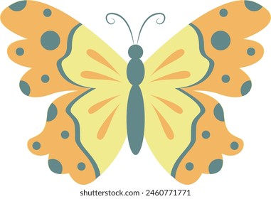 Adorable Butterfly with Cute Cartoon Design. Isolated Vector Illustration.