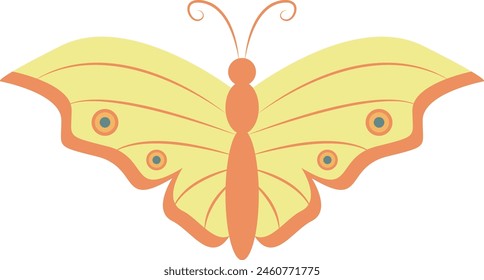 Adorable Butterfly with Cute Cartoon Design. Isolated Vector Illustration.