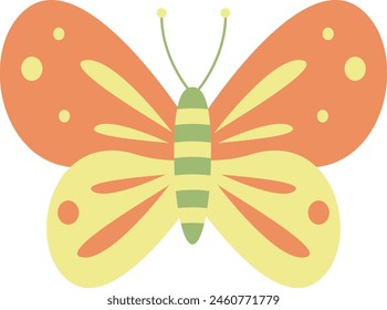 Adorable Butterfly with Cute Cartoon Design. Isolated Vector Illustration.