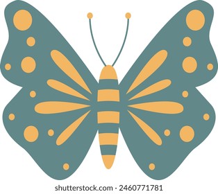 Adorable Butterfly with Cute Cartoon Design. Isolated Vector Illustration.
