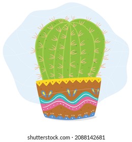 Adorable cactus in mexican sombrero, vector illustration in mexican style for cards, prints, posters and other designs. Cartoon illustration