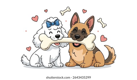 Adorable Canine Companions A Toy Poodle And A German Shepherd Playing Together Peacefully