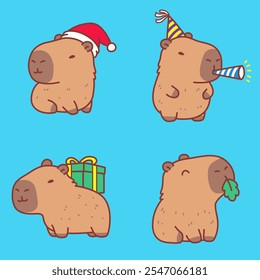 adorable capybara character design illustration