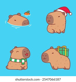 adorable capybara character design illustration