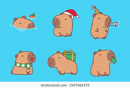 adorable capybara character design illustration