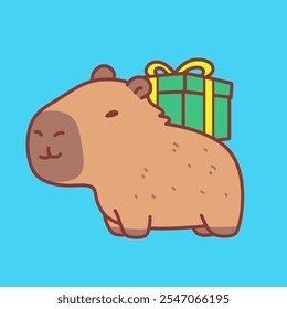 adorable capybara character design illustration