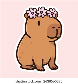 Adorable Capybara Illustration Bundle Costumes Beautifull Flowers