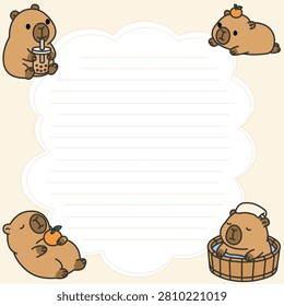 Adorable Capybara Memo Sheet for To Do Lists, Notes and Journaling