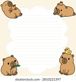 Adorable Capybara Memo Sheet for To Do Lists, Notes and Journaling