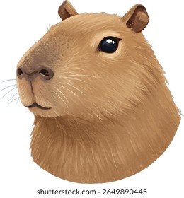 Adorável Capybara Retrato ilustrado Headshot de um roedor amigável
