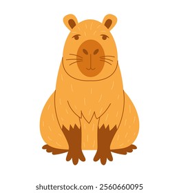 Adorable capybara vector illustration in flat style, perfect for stickers, prints, and digital designs.