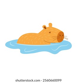 Adorable capybara vector illustration in flat style, perfect for stickers, prints, and digital designs.
