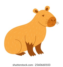 Adorable capybara vector illustration in flat style, perfect for stickers, prints, and digital designs.