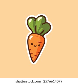 Adorable carrot illustration with vibrant colors, showcasing a cute design perfect for healthy food themes or children’s graphics.