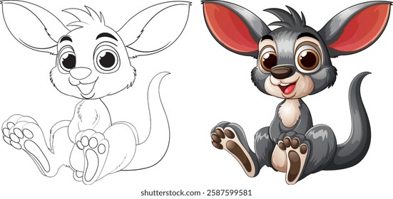 Adorable cartoon animal with big ears and eyes