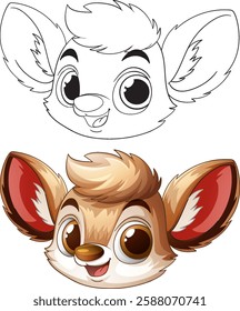 Adorable cartoon animal with big eyes and ears