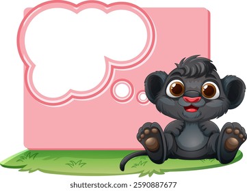 Adorable cartoon animal with a blank thought bubble