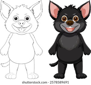 Adorable cartoon animal with a joyful expression