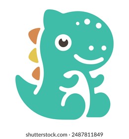 Adorable cartoon baby dinosaur vector illustration. Perfect for kids' products, educational materials, and playful designs. Features a cute, smiling dinosaur with colourful spikes