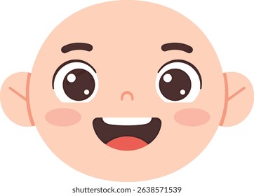 Adorable Cartoon Baby Face Happy, Smiling Infant Illustration
