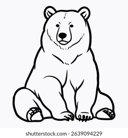 Adorable cartoon bear sitting down, perfect for children's books, coloring pages, or as a cute design element.