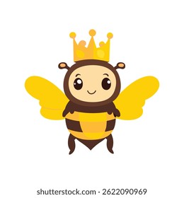 Adorável Abelha de Desenho Animado Rainha: Abelha de mel bonito com Coroa