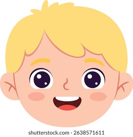 Adorable Cartoon Boy Face Happy Child Illustration