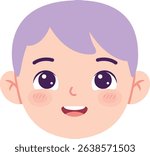 Adorable Cartoon Boy with Lavender Hair Cute Child Illustration