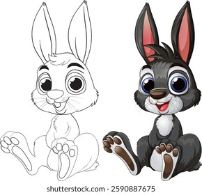 Adorable cartoon bunny with playful expression
