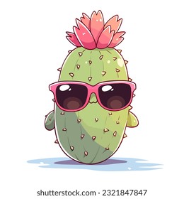 An adorable cartoon cactus wearing sunglasses