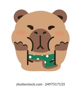 Adorable Cartoon capybara Flat style animal