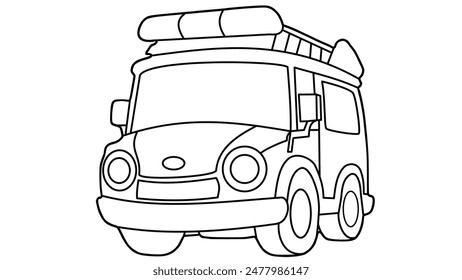 Adorable Cartoon Car Outline - Cute and Funny, Ideal for Coloring Templates