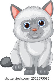 Adorable gato de dibujos animados con ojos azules