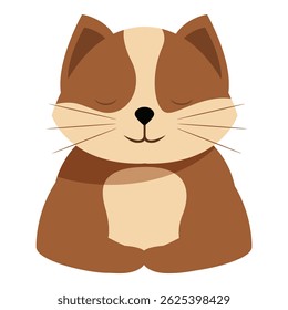 Adorable cartoon cat with closed eyes, enjoying a moment of peace and tranquility