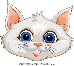 Adorable gato de dibujos animados con expresivos ojos azules