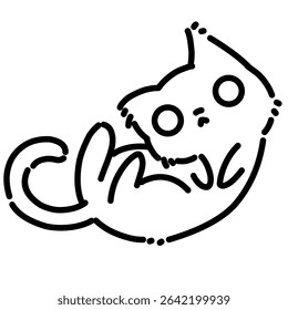 Adorable cartoon cat illustration line art. Simple outline illustration of a cat 